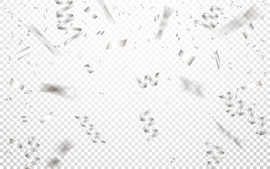 Wall Mural - celebration background template with silver confetti. vector illustration