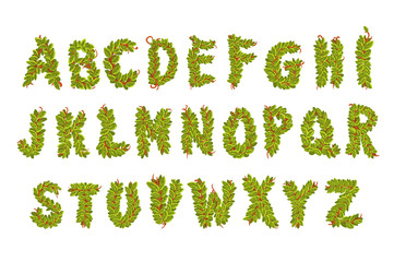 Poster - Vector leaves alphabet letters