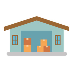 Sticker - warehouse building isolated icon