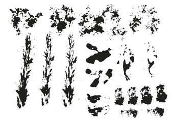 Wall Mural - Brush trace. Vector. Isolated. Ink blots with rough edges.