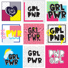 Typography colorful slogan Girl Power text, decoration