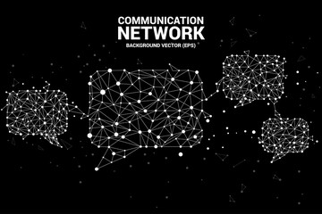 Poster - talk bubble icon with dot and line connections. concept of communication network. 