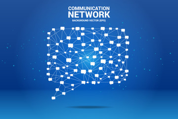 Poster - talk bubble icon with dot and line connections. concept of communication network. 