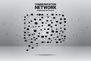 Poster - talk bubble icon with dot and line connections. concept of communication network. 