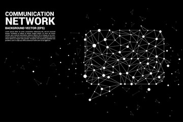Poster - talk bubble icon with dot and line connections. concept of communication network. 