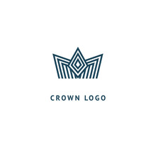 Abstract Vetor Crown Logo Vector Design. Sign For Beauty Salon, Elite Accessories, Jewelry, Hotels, Spa, Wedding. Vintage Decorative Icon Qween, King, Princess.