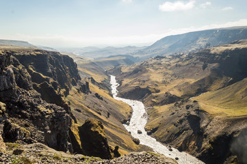 Beautiful view of Haifoss waterfall - Iceland