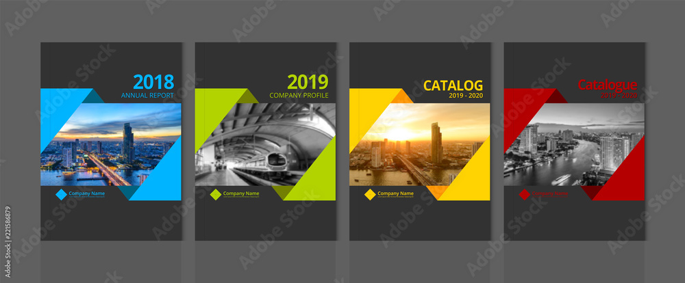 Cover design for annual report business catalog company profile brochure magazine flyer booklet poster banner. A4 landscape template element cover vector EPS-10 sample image with Gradient Mesh. - obrazy, fototapety, plakaty 