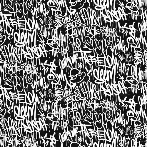 Tela Vector graffiti tags seamless pattern, print design.