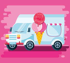 Canvas Print - ice cream shop van