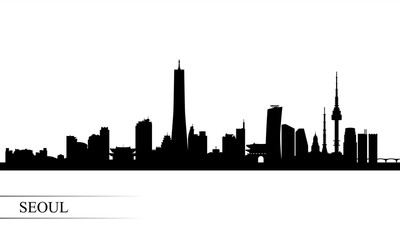 Poster - Seoul city skyline silhouette background