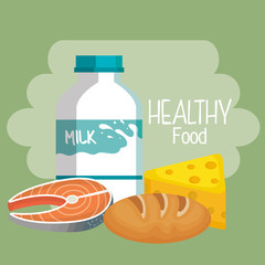 Sticker - delicious milk bottle with healthy food