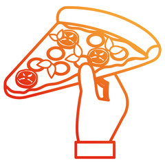 Sticker - hand with italian pizza portion