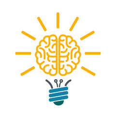 bulb with human brain, brainstorming concept – vector
