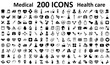 Set 200 Medecine and Health flat icons. Collection health care medical sign icons – vector