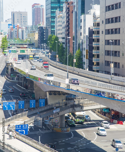 青山通り 国道246号 と首都高速道路3号渋谷線 渋谷駅付近 Stock Photo Adobe Stock