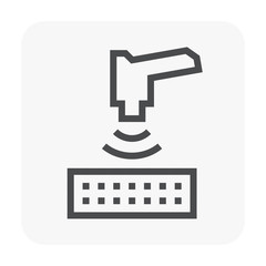 Soil x-ray spectroscopy vector icon to using portable handheld scientific measurement or instrument. May called XRF fluorescence, spectrometer for analysis, test and study geotechnical engineering.