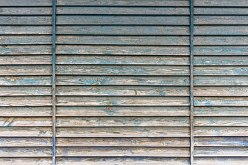 Wall Mural - old grey wood planks wall painted blue. texture with peeling paint  