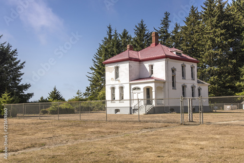 Fotografie, Obraz Cape Disappointment landmark buildings Washington state.