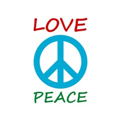 Sticker - Love and peace hippie style design