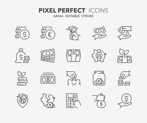 money thin line icons 3