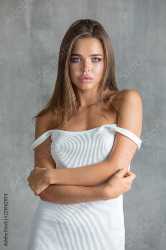 white skin tight dress