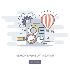 Wall Mural - search engine optimization. flat vector illustration.