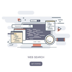 Wall Mural - web search concept. search engine marketing concept. flat vector illustration
