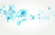 Tender Background With Blue Abstract Flower