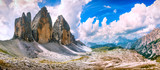 Fototapeta  - Tre Cime di Lavaredo panoramic view. Dolomiti Italian Alps, Veneto, Italy