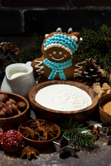 Wall Mural - ingredients for Christmas baking, vertical