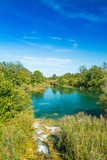 Fototapeta Na ścianę - Mreznica river in Belavici village, Karlovac county, Croatia, waterfall and green nature