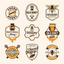 Vector Honey Logo, Icons And Design Elements