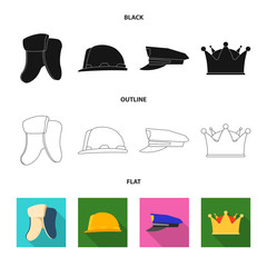 vector design of headwear and cap icon. set of headwear and accessory stock vector illustration.