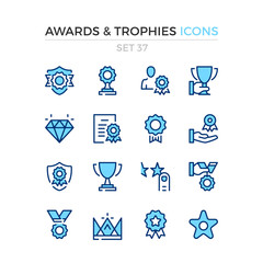 Wall Mural - Awards and trophies icons. Vector line icons set. Premium quality. Simple thin line design. Modern outline symbols, pictograms.