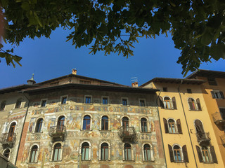 Wall Mural - The two Cazuffi and Rella houses, in Piazza Duomo in Trento, present a complex sixteenth-century pictorial cycle that takes place on different levels.