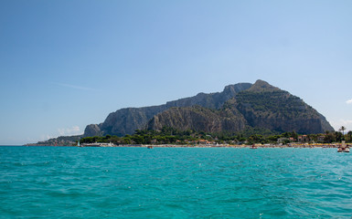 mondello beach sicily blue sea relax palermo monte pellegrino