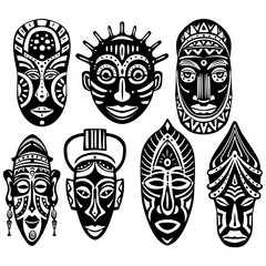 Wall Mural - Set of Tribal African Masks