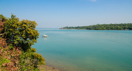 Wall Mural - Scenic view over ocean and neighbour island of Bubaque, Bijagos Archipelago, Guinea Bissau