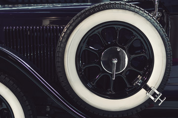 Spare wheel of the classic retro car