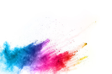 Wall Mural - abstract powder splatted background. colorful powder explosion on white background. colored cloud. c