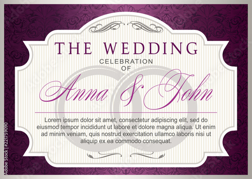 Vintage Wedding Invitation Purple Lavender