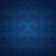 blue vintage background , royal with classic Baroque pattern, Rococo with darkened edges background(card, invitation, banner). Square format