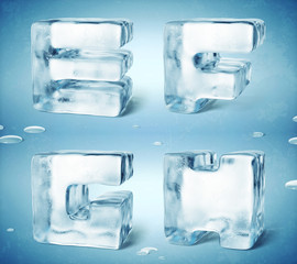 Wall Mural - 3d render of shiny frozen ice cube letters.