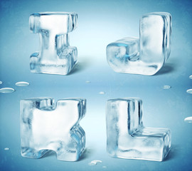 Wall Mural - 3d render of shiny frozen ice cube letters.