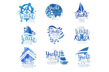 Poster - Yacht club, sailing sports or marine travel vector Illustrations for stickers, banners, cards, advertisement, tags