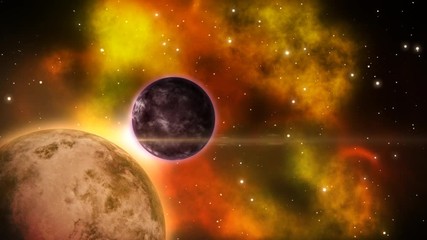 Wall Mural - Sunrise over a sandy desert planet. Loop.
