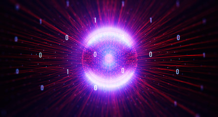 Binary code background/Color  bytes of binary code flying through a vortex, background code depth of field