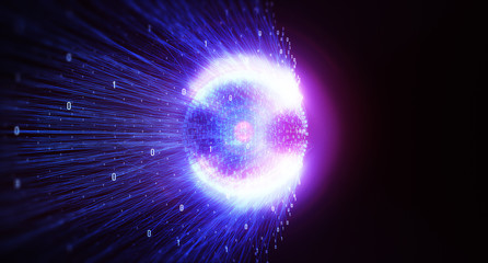 Wall Mural - binary code background/color bytes of binary code flying through a vortex, background code depth of 