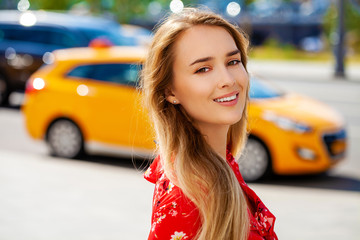 Wall Mural - Portrait close up of young beautiful blonde woman